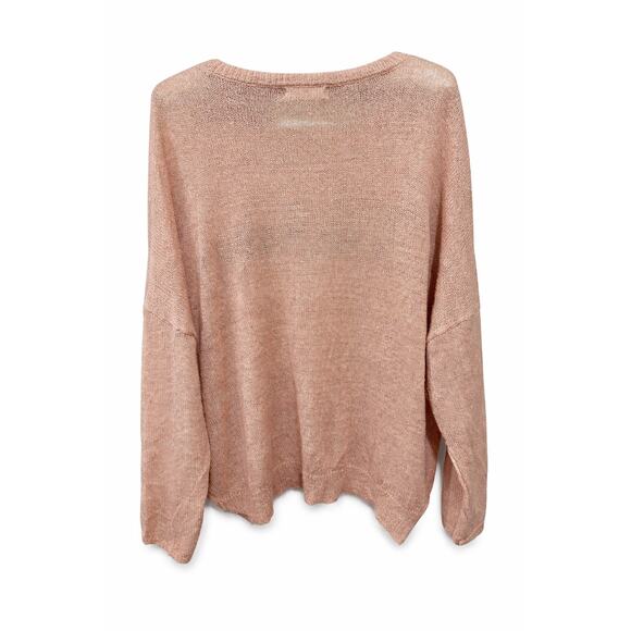 Elan “Oohlala” Mocha Medium Oversized Light Boxy Graphic Knit Coastal Cozy Chic - Picture 4 of 9